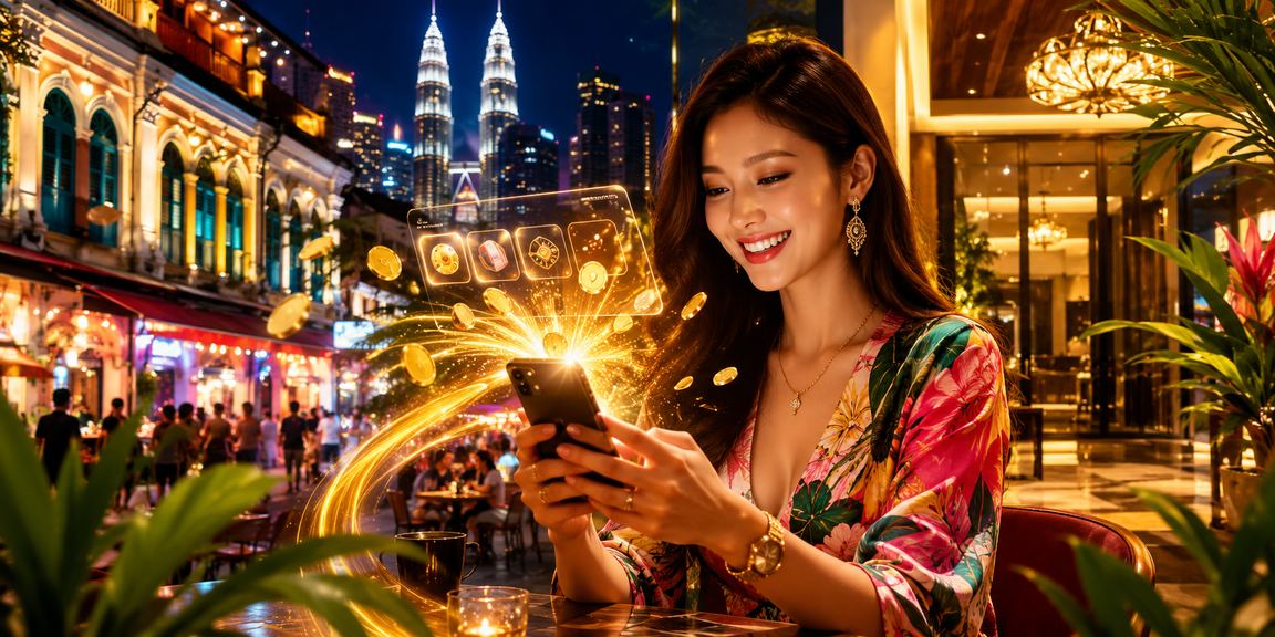 Pemain kasino mudah alih Kuala Lumpur menggunakan telefon pintar untuk main baccarat
